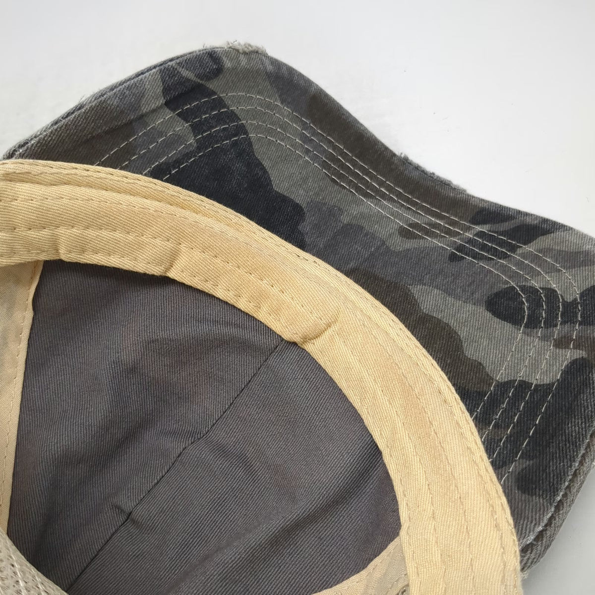 C.C Baseball Cap Gray One Size Distressed Camo American Flag Mesh Adjustable Hat