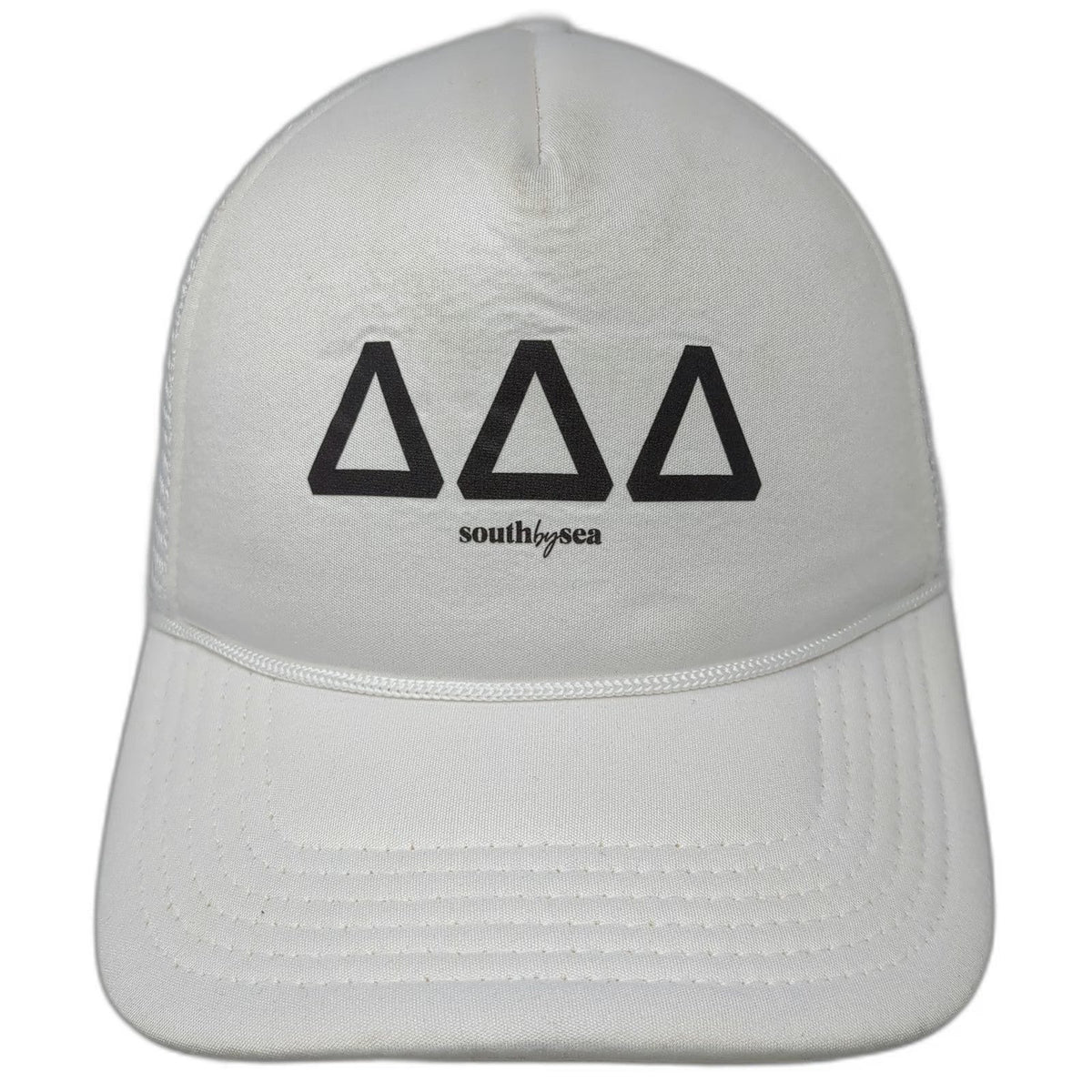 South by Sea Trucker Hat White One Size Delta Delta Delta Sorority Mesh Snapback