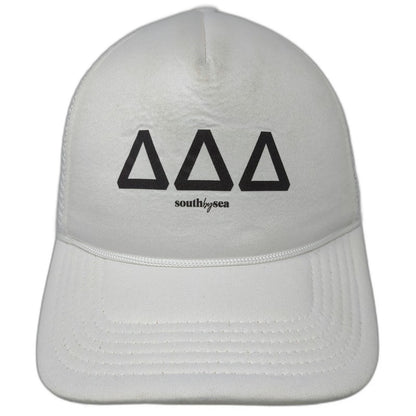 South by Sea Trucker Hat White One Size Delta Delta Delta Sorority Mesh Snapback