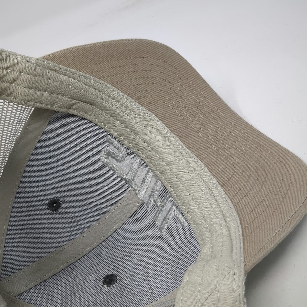 Stihl Trucker Hat Gray Beige One Size Mesh Back Silver Logo Snapback Workwear