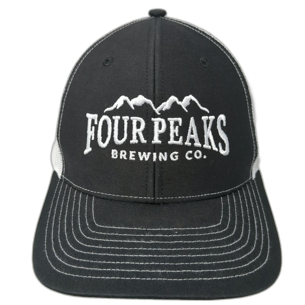 Richardson Trucker Hat Black White One Size Mesh Back Four Peaks Brewing Co