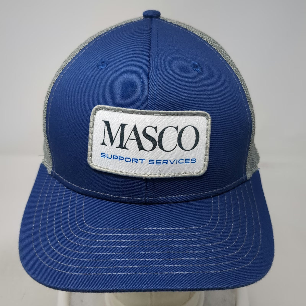 Hit Blue Trucker Hat One Size Snapback Masco Support Services Mesh Patch Logo