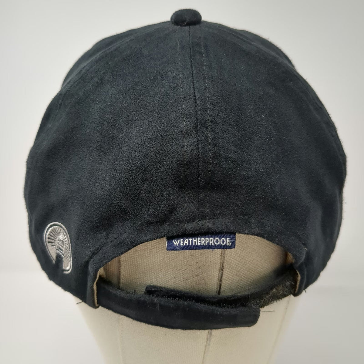Weatherproof Baseball Cap Black One Size Faux Suede Strapback Hat Logo Outdoor