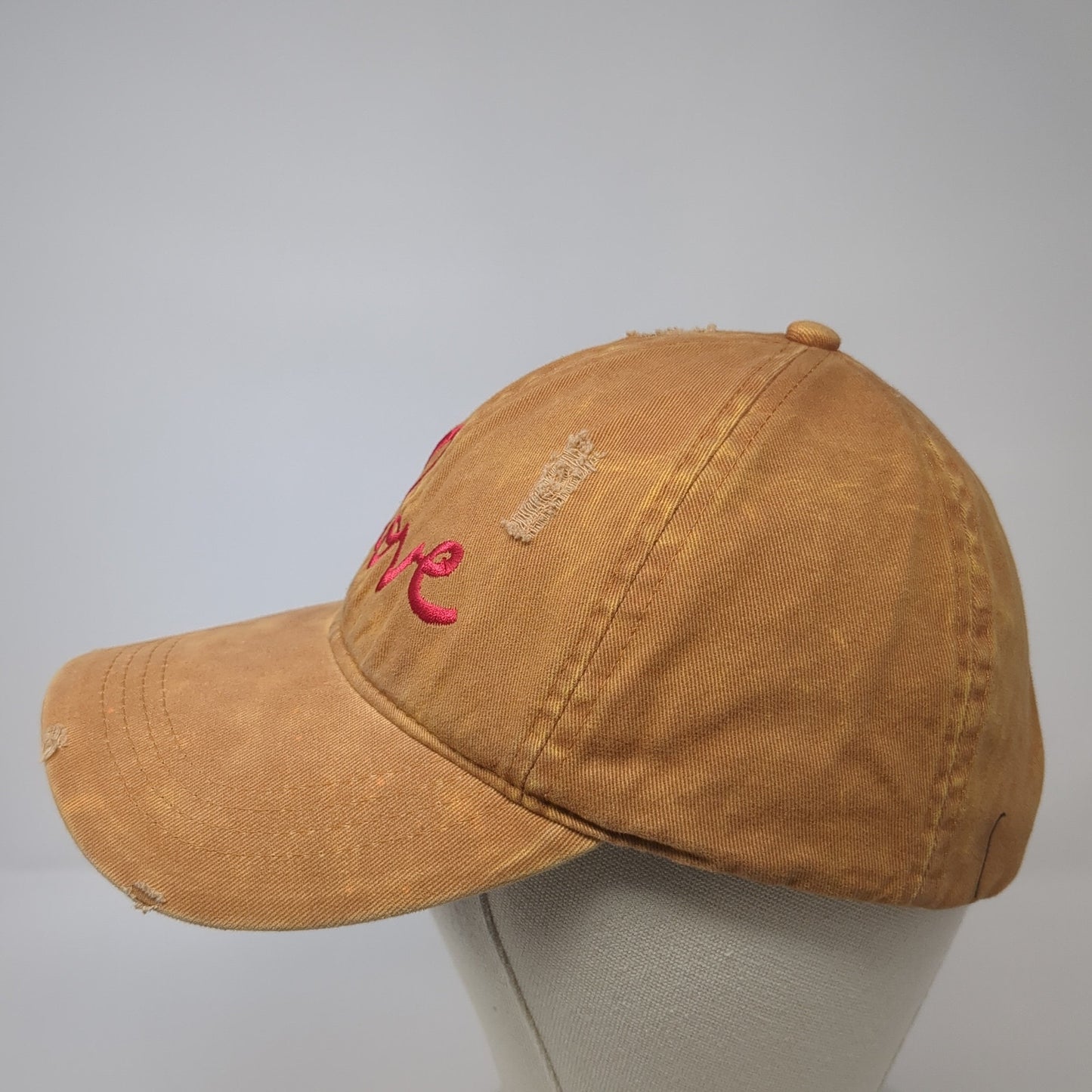 KC Love Slideback Baseball Cap Brown OS Adjustable Distressed David And Young