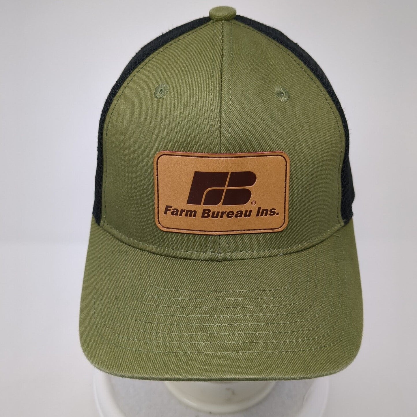 Farm Bureau Ins Patch Snapback Trucker Hat Green One Size Mesh Back