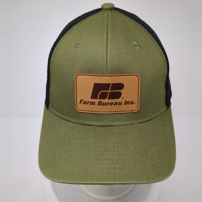 Farm Bureau Ins Patch Snapback Trucker Hat Green One Size Mesh Back