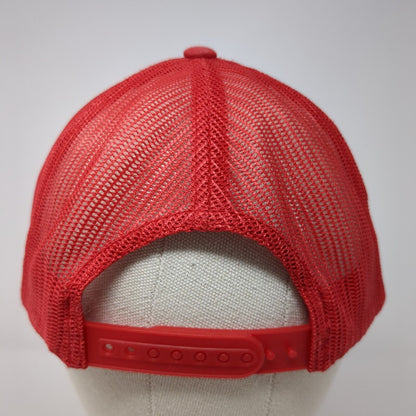 Yupoong Snapback Mesh Back Trucker Hat Red One Size Embroidered Logo