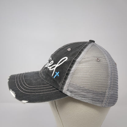 Blessed Strapback Baseball Cap Gray One Size Adjustable Mesh Back Distressed