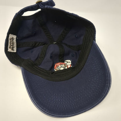 Super Mario Slideback Hat Blue One Size Solid Embroidered Nintendo