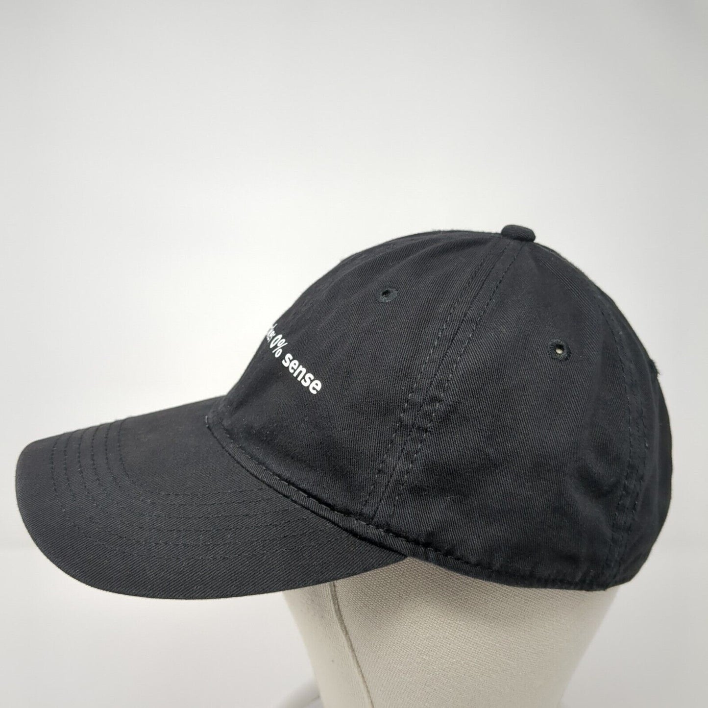 This Make 0% Sense Slideback Hat Black One Size Adjustable 6 Panel Sportsman