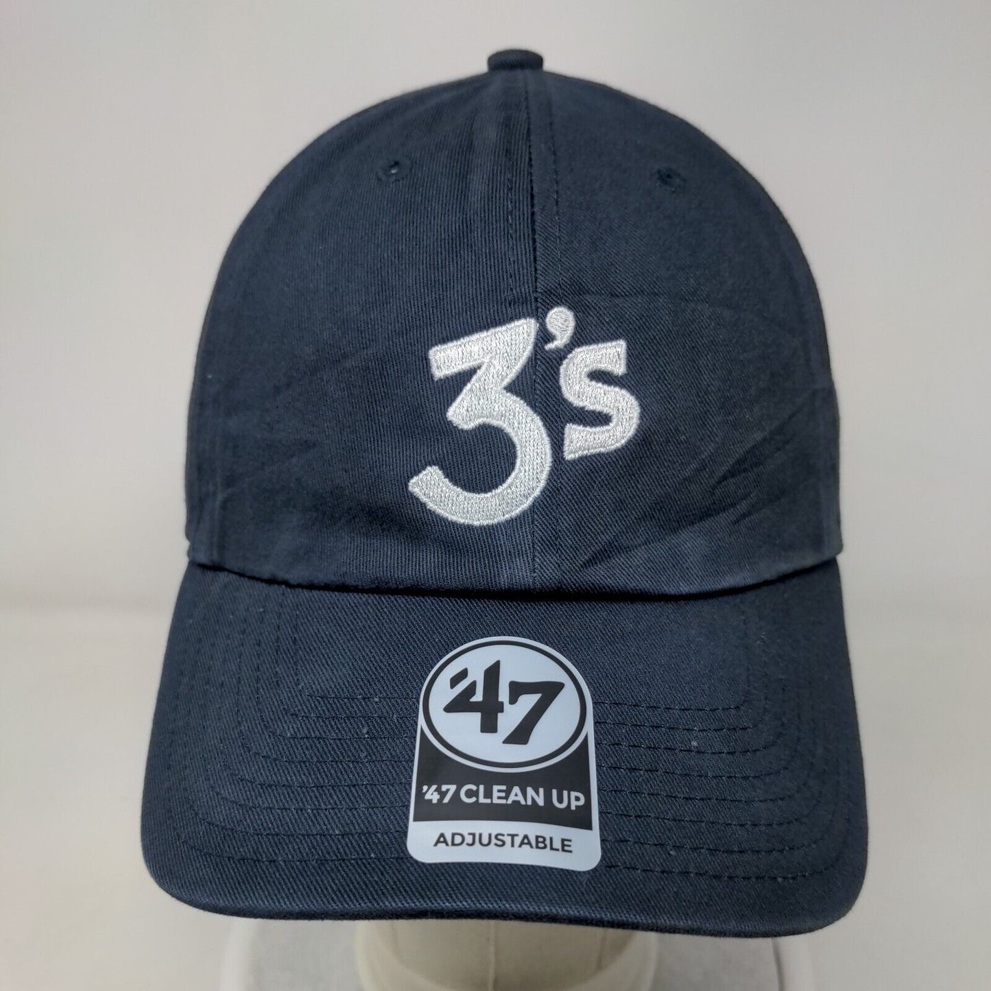 3's Slideback Hat Blue OSFA Adjustable Embroidered Solid '47 Clean Up