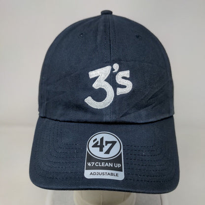 3's Slideback Hat Blue OSFA Adjustable Embroidered Solid '47 Clean Up