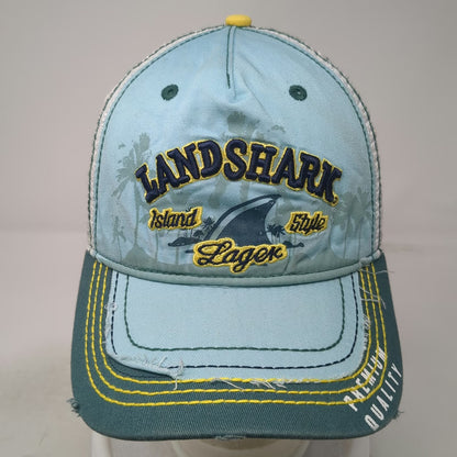 LandShark Trucker Hat Blue One Size Mesh Snapback Distressed Island Style Lager