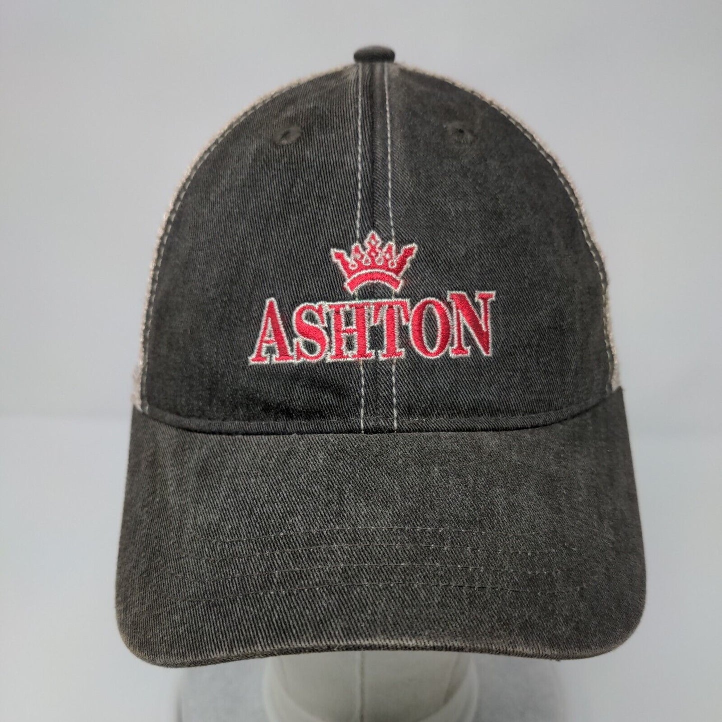 Ashton Slideback Trucker Hat Gray OSFA Adjustable Embroidered Mesh Back 6 Panel