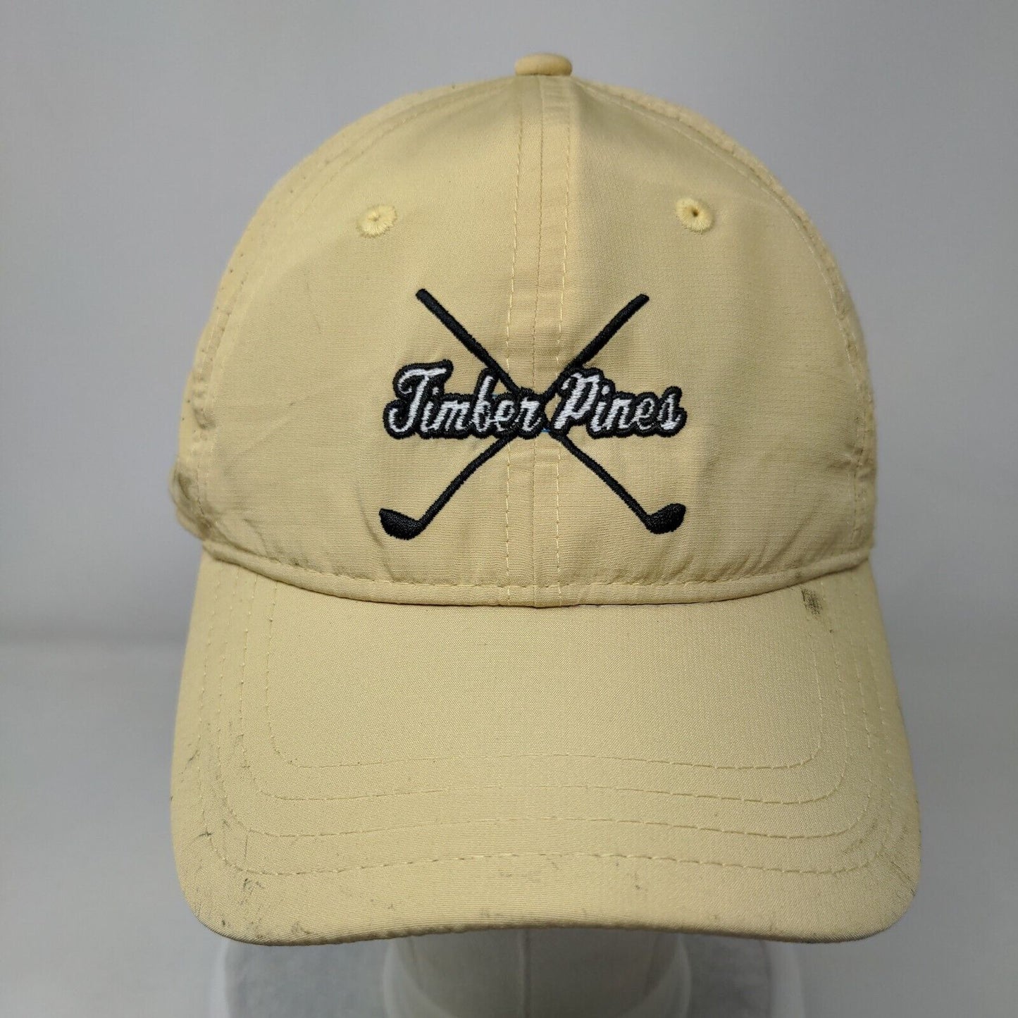 Timber Pines Golf Clubs Strapback Hat Yellowish-Tan Embroidered 6 Panel