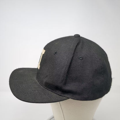 Richardson Pro Model Snapback Hat Black Beige Block I Logo Size L Gray Brim