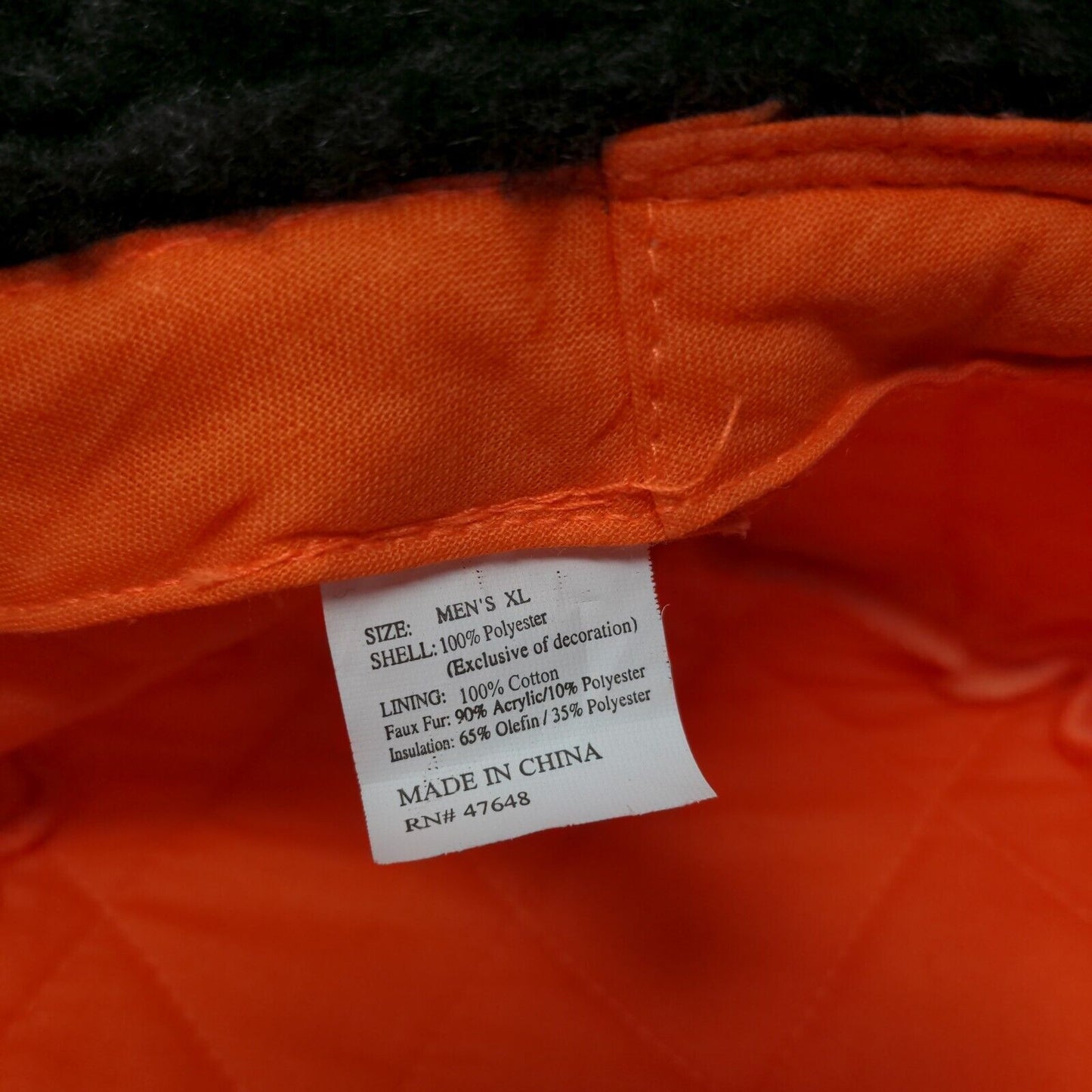 Unbranded Quilted Trapper Hat Orange XL Faux Fur Lined Ear Flap