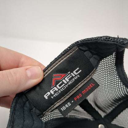 Pacific Headwear Snapback Mesh Back Trucker Hat Gray One Size Embroidered