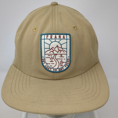 prAna Snapback Hat Beige One Size Get Lost To Get Found Mountain Patch Recycled