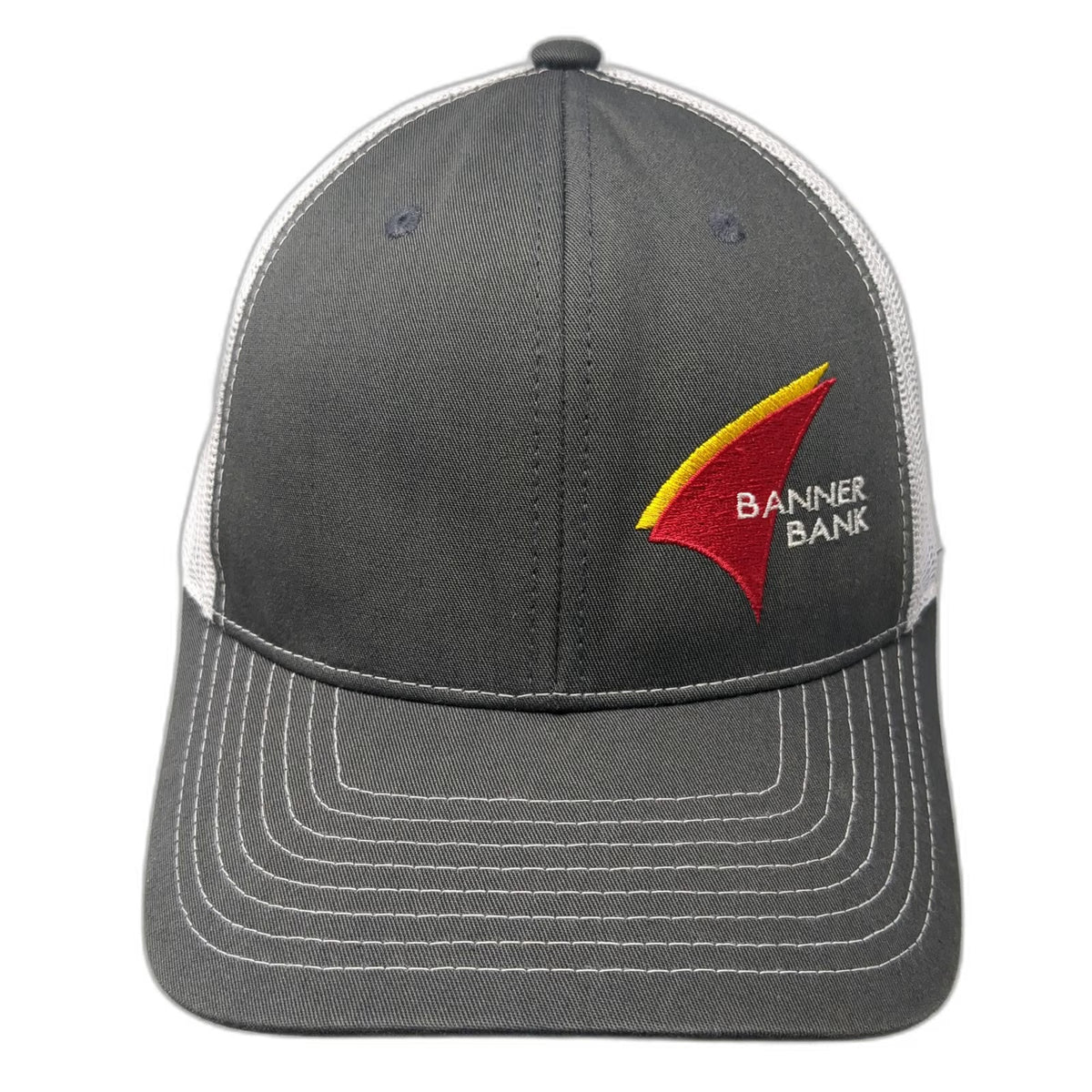 Richardson Trucker Hat Gray One Size Banner Bank Mesh Back Snapback Adjustable
