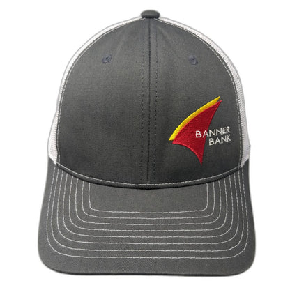 Richardson Trucker Hat Gray One Size Banner Bank Mesh Back Snapback Adjustable