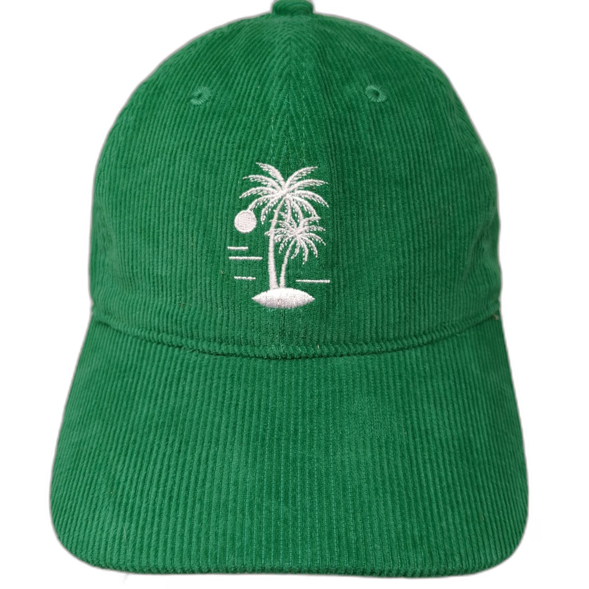 Palmlico Baseball Cap Green One Size Corduroy Palm Tree Slideback Cotton Hat