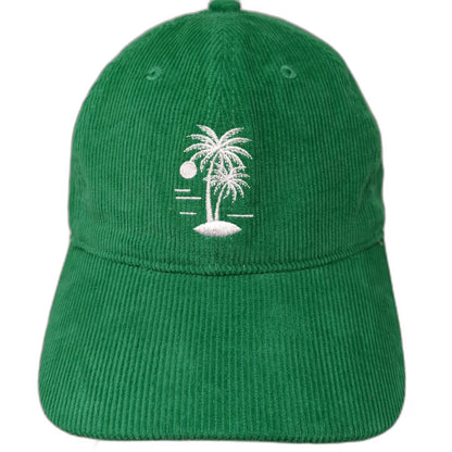 Palmlico Baseball Cap Green One Size Corduroy Palm Tree Slideback Cotton Hat