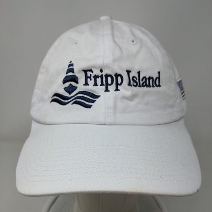 Fripp Island Slideback Hat White OSFM Adjustable Embroidered Patriotic 6 Panel