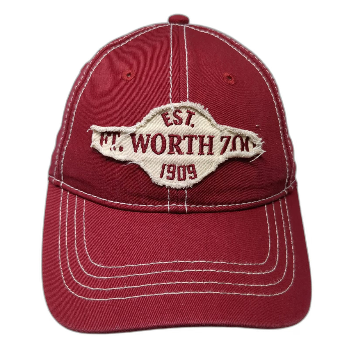 Jacobson Hat Baseball Cap Red One Size Ft Worth Zoo Patch Contrast Stitching