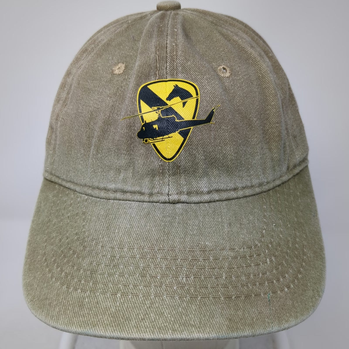 Beige Baseball Cap One Size 1st Cavalry Huey Helicopter Patch Slideback Hat