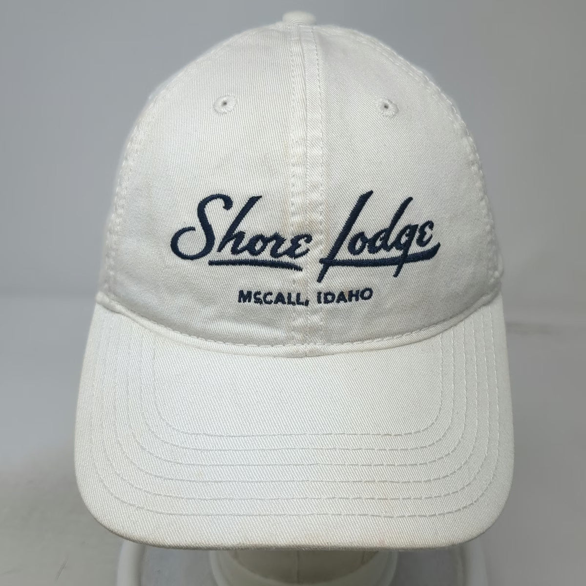 Legacy Baseball Cap White One Size Shore Lodge McCall Idaho Cotton Slideback Hat