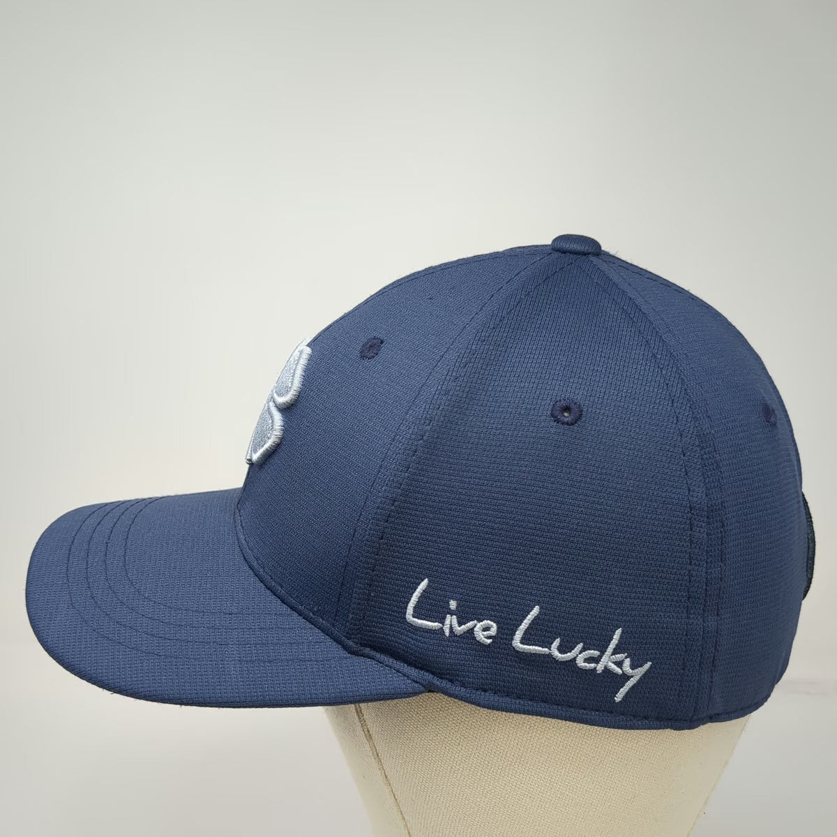Black Clover Baseball Cap Blue M Clover Live Lucky Stretch Fit Textured Hat