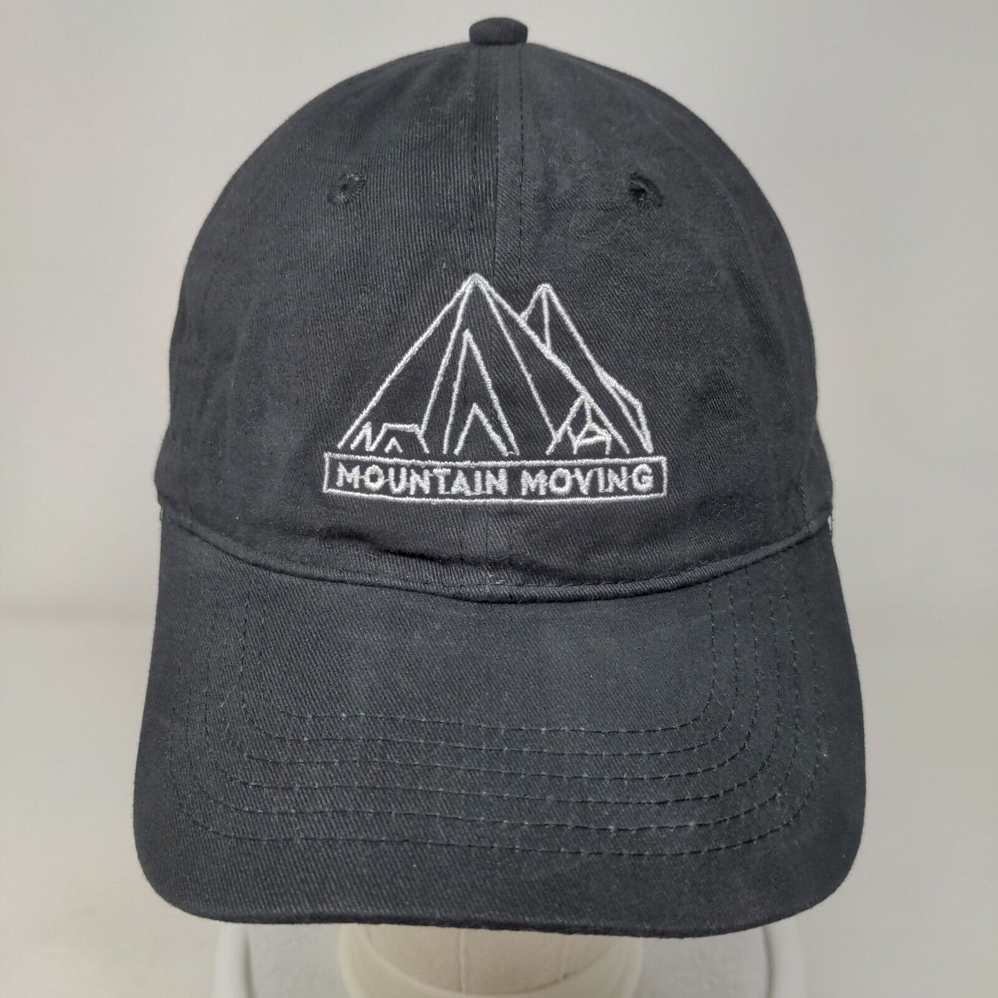 Mountain Moving Slideback Hat Black One Size Embroidered 6 Panel Port & Company