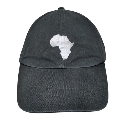 Africa Map Slideback Hat Black One Size Adjustable Vent Holes 6 Panel