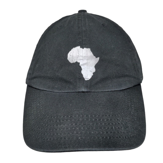 Africa Map Slideback Hat Black One Size Adjustable Vent Holes 6 Panel