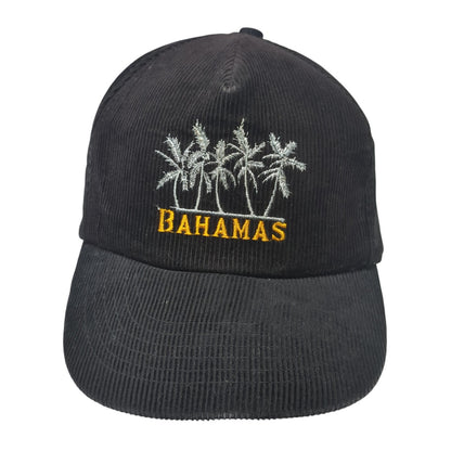 Bahamas Snapback Hat Black One Size Corduroy Embroidered Palm Trees