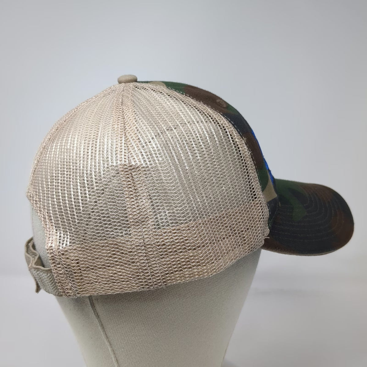Green Camo Baseball Cap One Size Oliver M Dean Inc Mesh Back US Flag Patch Hat