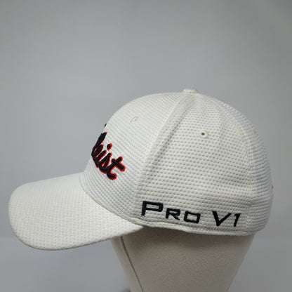 Titleist FJ PRO V1 Fitted Hat White M/L Embroidered 6 Panel New Era Polyester