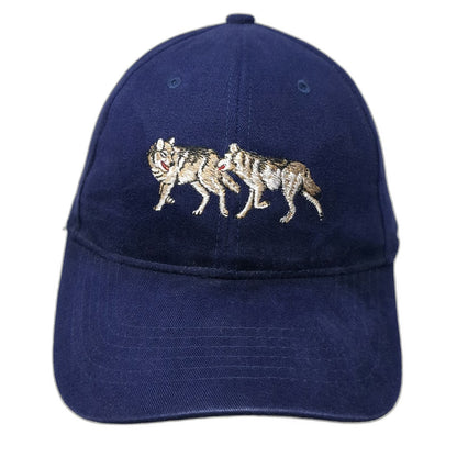 Shasta Wear Baseball Cap Blue One Size Montana Wolf Embroidery Strapback hat