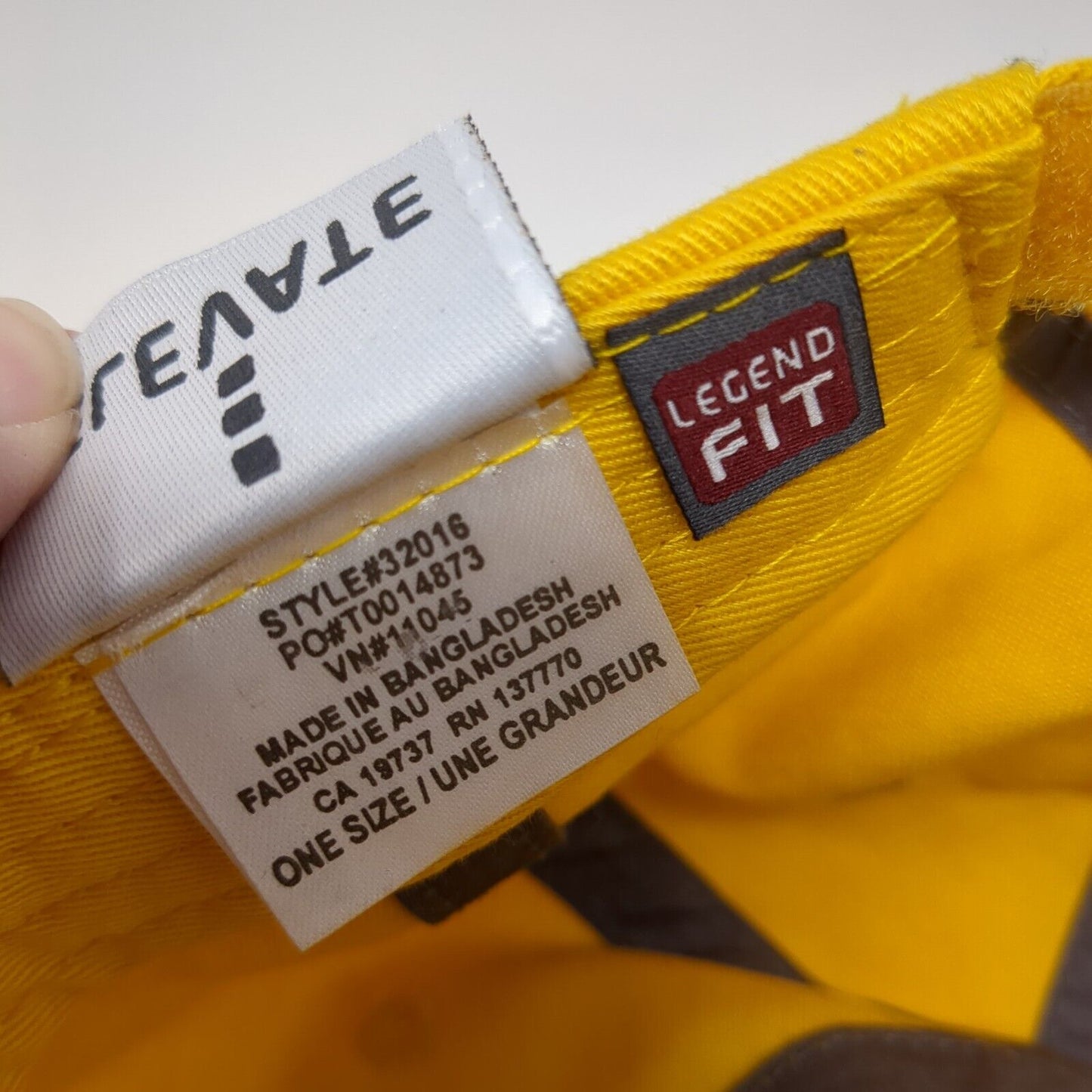 TXvNM #141 Strapback Hat Yellow One Size Legend Fit Embroidered Elevate Cotton