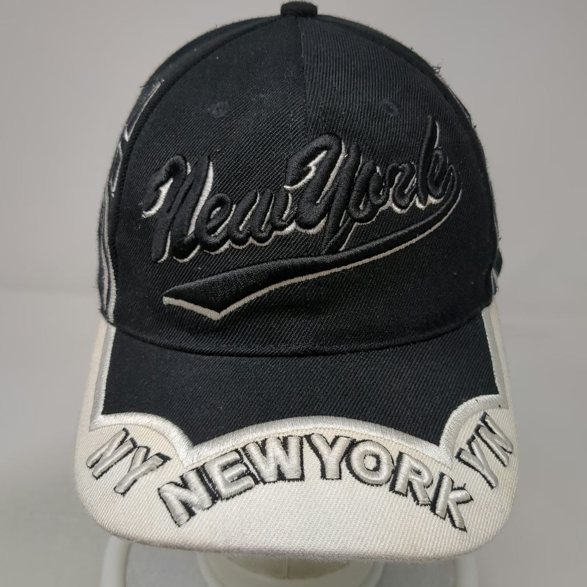 Black Baseball Cap One Size Embroidered New York City Contrast Brim Script Hat