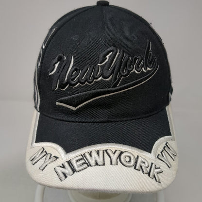 Black Baseball Cap One Size Embroidered New York City Contrast Brim Script Hat