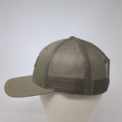Mill 95 Leather Patch Snapback Trucker Hat Green M/L Mesh Back 6 Panel