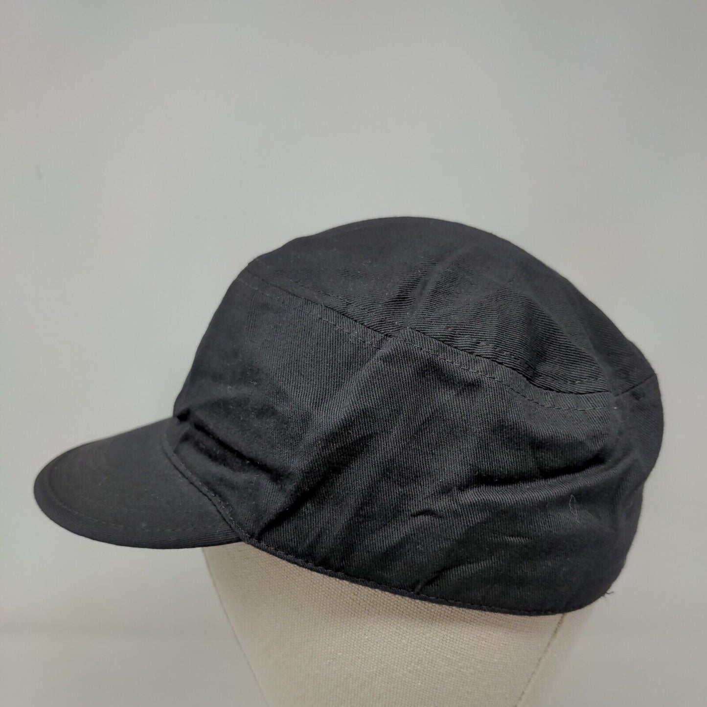 Heart Studded Bling Fitted Cadet Army Cap Hat Black One Size Rhinestone