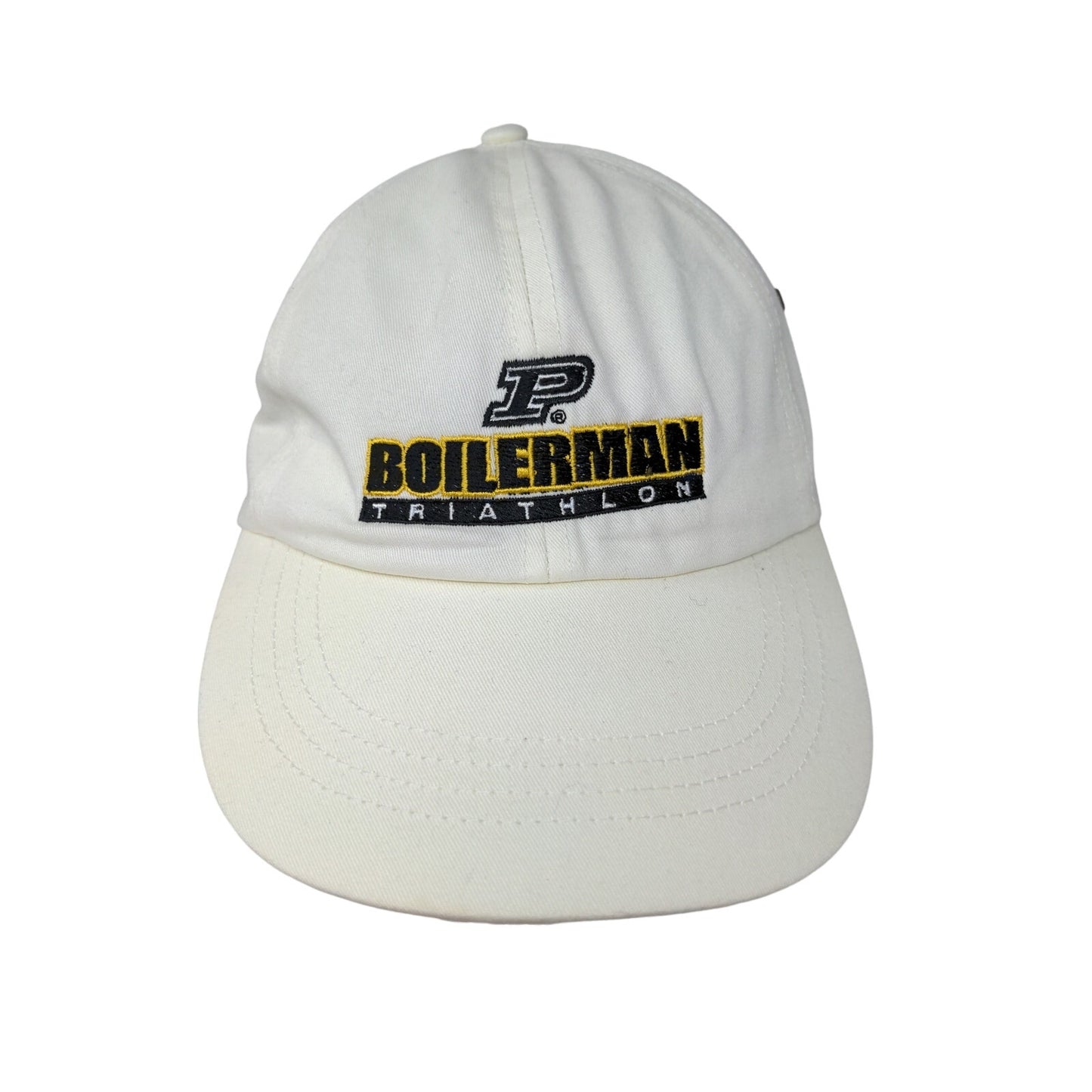 Purdue Boilerman Triathlon Slideback Hat White Cream Embroidered Logo