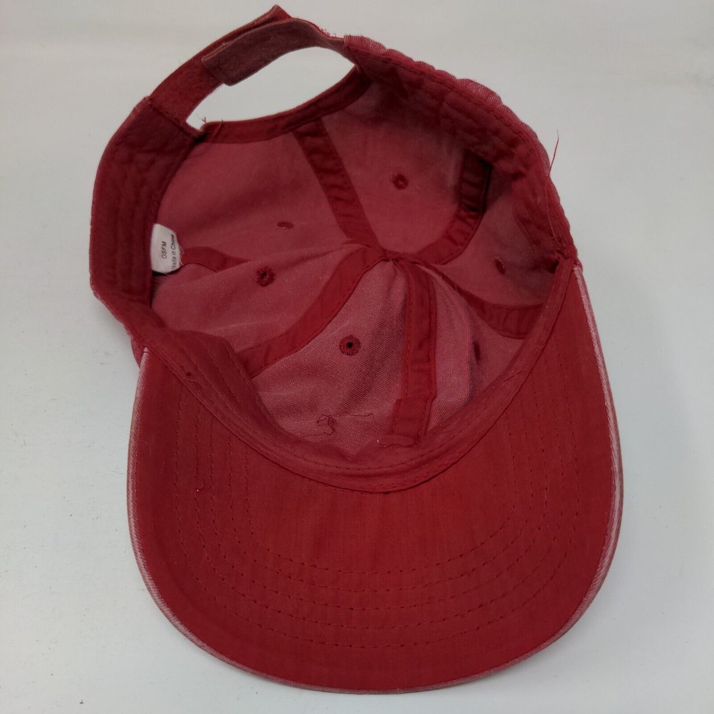 Unbranded Strapback Hat Red OSFM Adjustable Vented Holes 6 Panel Blank