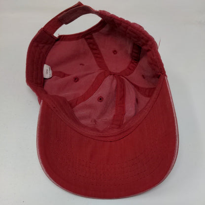 Unbranded Strapback Hat Red OSFM Adjustable Vented Holes 6 Panel Blank