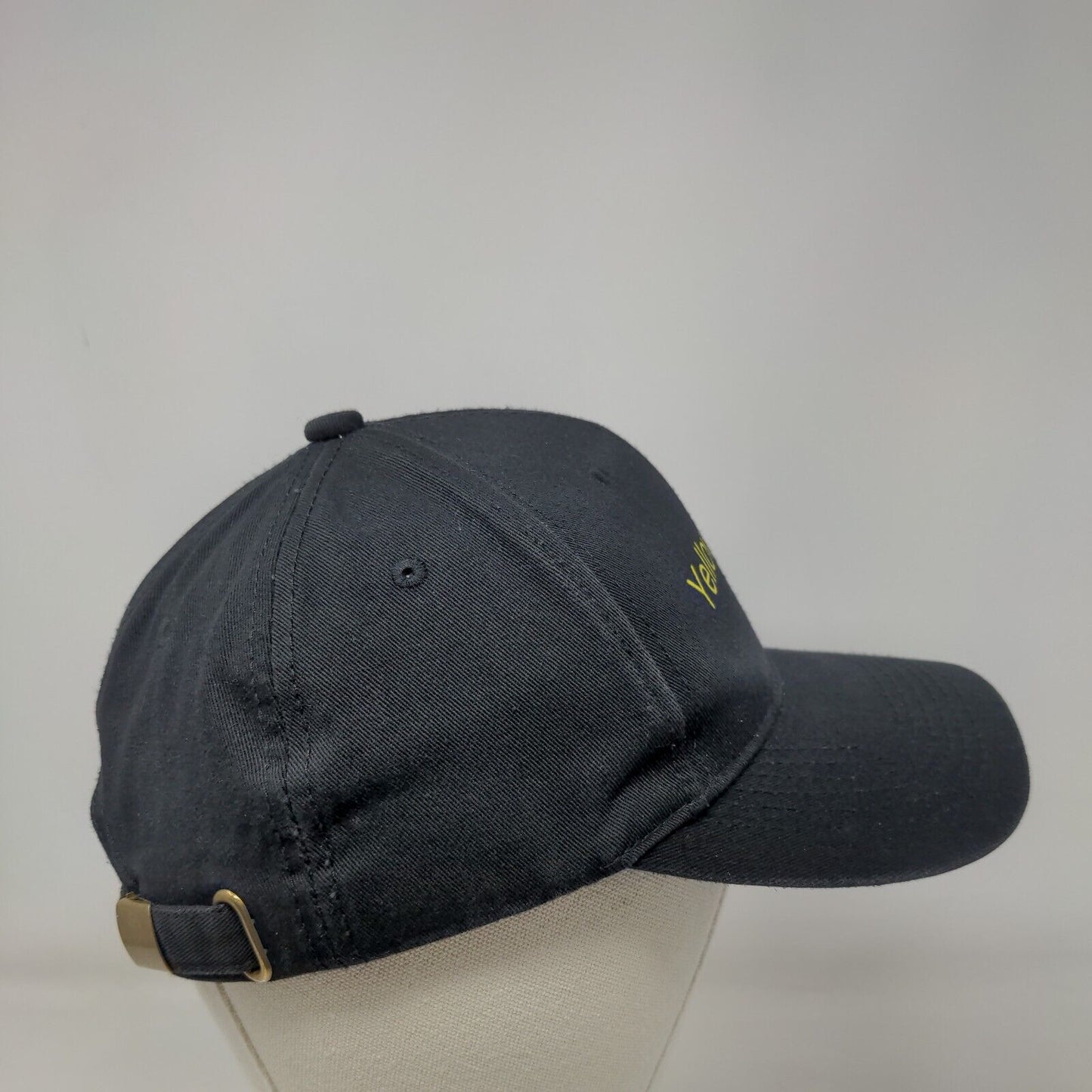Yellow Pine Slideback Hat Black One Size Adjustable Vented Holes 6 Panel Cotton