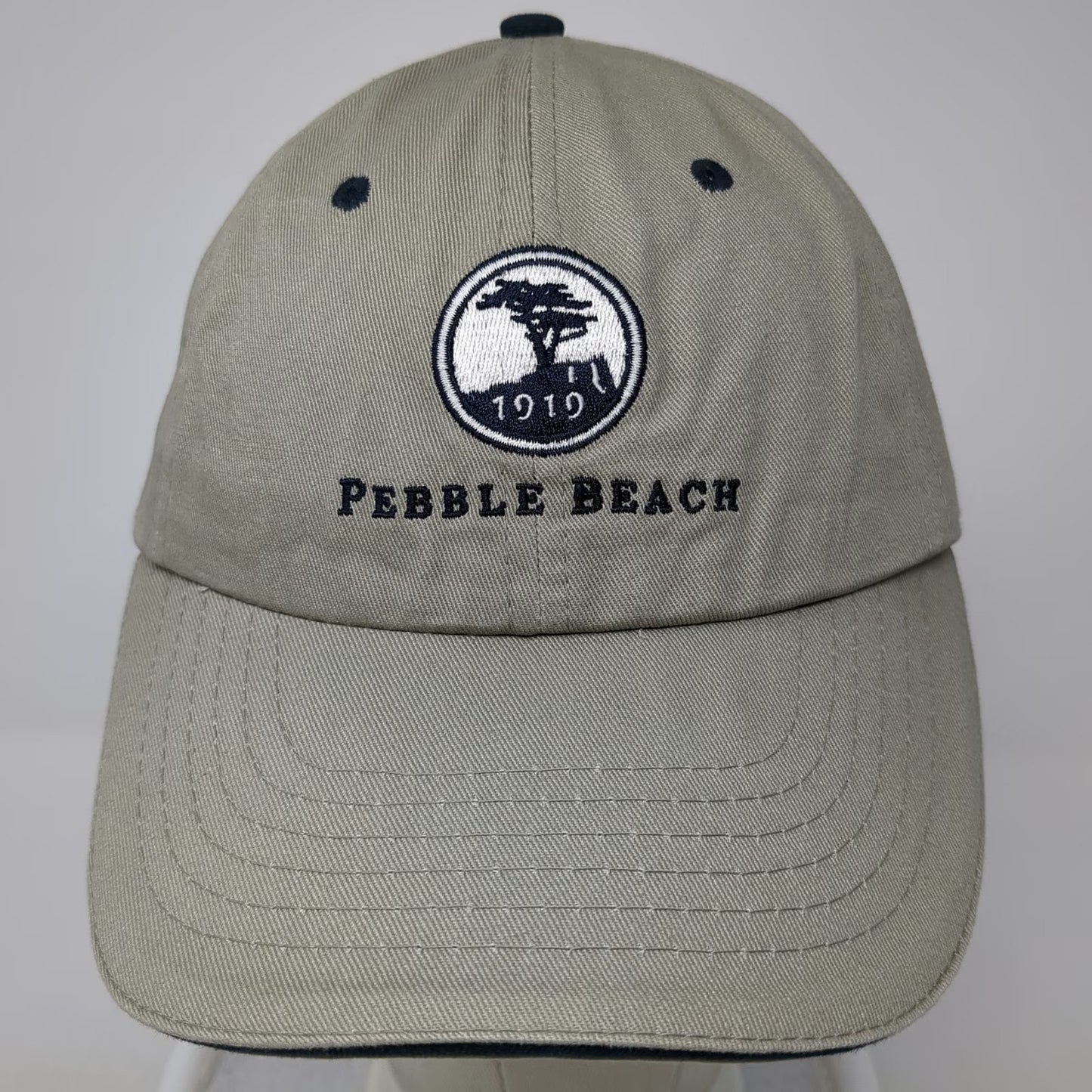 Pebble Beach Baseball Cap Beige One Size Hat 1919 Lone Cypress Golf Strapback