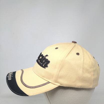 Cancun Mexico Slideback Hat Tan One Size Adjustable Embroidered Chichen-Itza